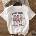 Women's Letter & Cowgirl Print  Round Neck Graphic Tee, Vintage Trendy Casual Short Sleeve T-shirt for Daily Wear, Ladies...