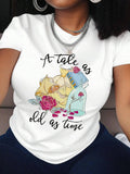 Women's Letter & Floral Print Round Neck Graphic Tee, Casual Short Sleeve T-shirt for Summer, Women Clothes for Daily...