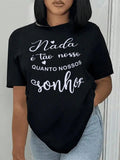 Women's Letter & Heart Print Round Neck Tee, Casual Short Sleeve T-shirt for Daily Wear, Ladies All Seasons Outfit...