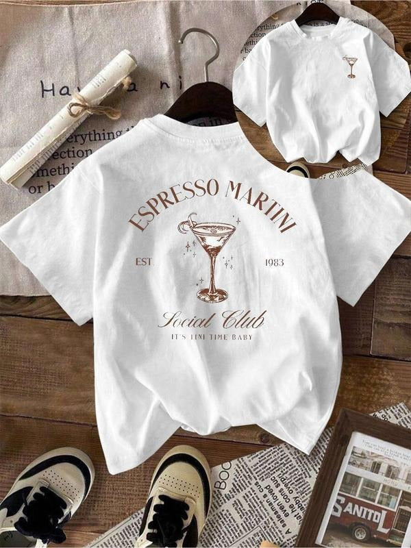 Women's Letter Print Round Neck Shortsleeve Tee, Casual Short Sleeve Crew Neck T-shirt for Summer, Fashion Women's Top...