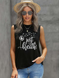 Women's Letter Print Round Neck Tank Top, Summer Clothes Women, Casual Sleeveless Top for Daily Outdoor Holiday Wear,...