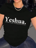 Women's Letter Print Round Neck Tee, Casual Crew Neck Short Sleeve T-Shirt for Daily Holiday Vacation Outdoor Wear,...
