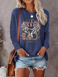 Women's Letter Print Round Neck Tee, Casual Long Sleeve Crew Neck T-shirt for Fall & Winter, Women's Top for Daily Wear,...