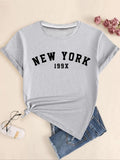 Women's Letter Print Round Neck Tee, Casual Short Sleeve Crew Neck T-Shirt for Summer, Fashion Women's Top for Daily...