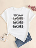 Women's Letter Print Round Neck Tee, Casual Short Sleeve Crew Neck T-shirt for Daily Wear, Ladies Clothes for All...