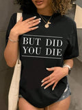 Women's Letter Print Round Neck Tee, Casual Short Sleeve T-shirt for Daily Wear, Ladies Clothes for All Seasons Hoodie,...
