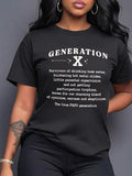Women's Letter Print Round Neck Tee, Fashion Casual Crew Neck Short Sleeve T-Shirt for Daily Holiday Vacation Outdoor...