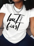 Women's Letter Print Round Neck Tee, Fashion Casual Crew Neck T-Shirt for Daily Holiday Vacation Outdoor Wear, Ladies...
