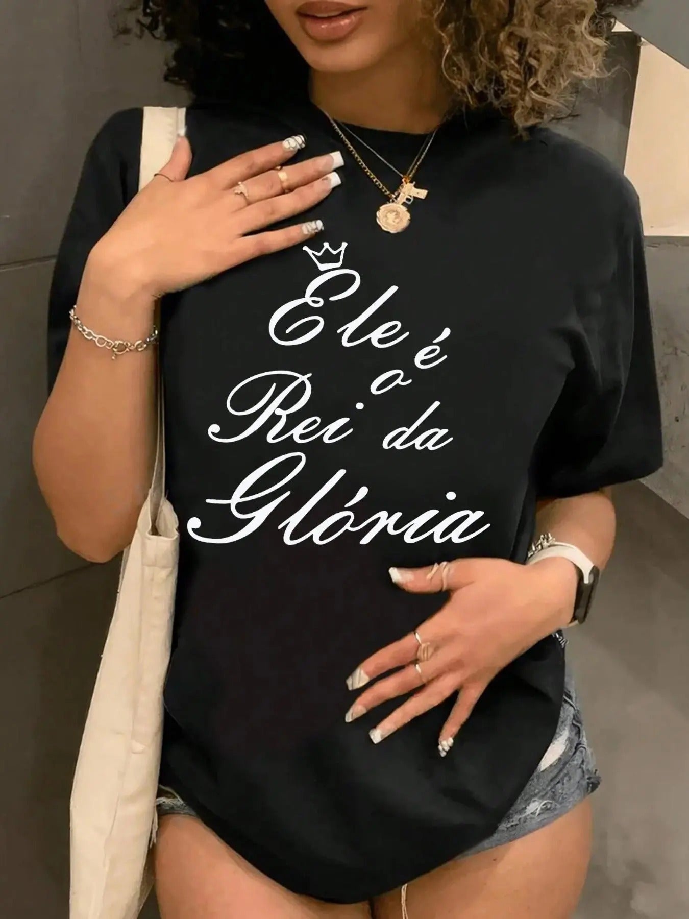 Women's Letter Print Round Neck Tee, Fashion Casual Short Sleeve T-shirt, Ladies Summer Clothes for Daily...