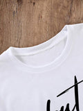 Women's Letter Print Round Neck Tee, Stylish Casual Short Sleeve Crew Neck T-Shirt for Daily Holiday Vacation Outdoor...