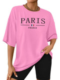 Women's Letter Print Tee & Skinny Shorts Set, Casual Round Neck Half  Sleeve T-shirt & Shorts, Ladies Two-piece Outfits...