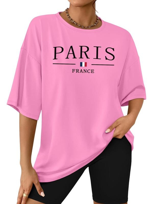 Women's Letter Print Tee & Skinny Shorts Set, Casual Round Neck Half  Sleeve T-shirt & Shorts, Ladies Two-piece Outfits...