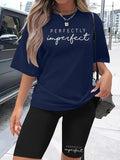 Women's Letter Print Tee & Skinny Shorts Set, Casual Short Sleeve T-shirt & Shorts, Ladies Clothes for Daily...