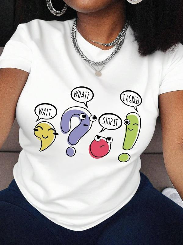Women's Letter Round Neck Graphic Tee, Fashion Casual Short Sleeve T-shirt for Daily Wear, Ladies Summer Clothes Hoodie,...