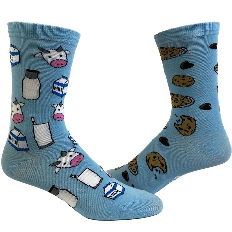 Women's Milk And Cookies Socks Funny Dessert Snack Graphic Novelty Footwear Funny Graphic Socks Comfortable Fitted...