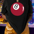 Women's Number "8" Ball Print Round Neck Tee, Fashion Casual Crew Neck Short Sleeve T-shirt for Daily Outdoor Wear,...