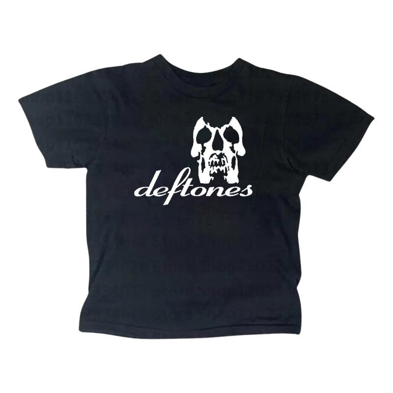 Women's Retro Deftones Baby Tee - Y2K Style Rock Nu Metal Band Gothic Emo Girl Top
