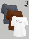 Women's Smile Face Print Round Neck Tee, Casual Short Sleeve Crew Neck T-shirt for Daily Wear, Ladies Clothes for All...