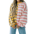 Women's Spring Autumn Loose Sweatshirt Long Sleeve Round Neck Striped Pullover T-Shirts, Hoodie | RetroVerseTees.com
