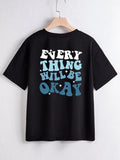 Women's Streetwear Letter Print Short Sleeve Crewneck Fitted T-shirt, Summer Clothes Women, Lady Casual Graphic Comfort...