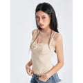 Women's Summer Cami Tops, Sleeveless Square Neck Bow Front Lace Patchwork Camisole Polyester Womenswear T-Shirts, Hoodie,...