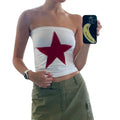 Women's Summer Fashion Tube Tops Sleeveless Off Shoulder Star Patch Slim Fit Bandeau Light Womenswear T-Shirts, Hoodie,...