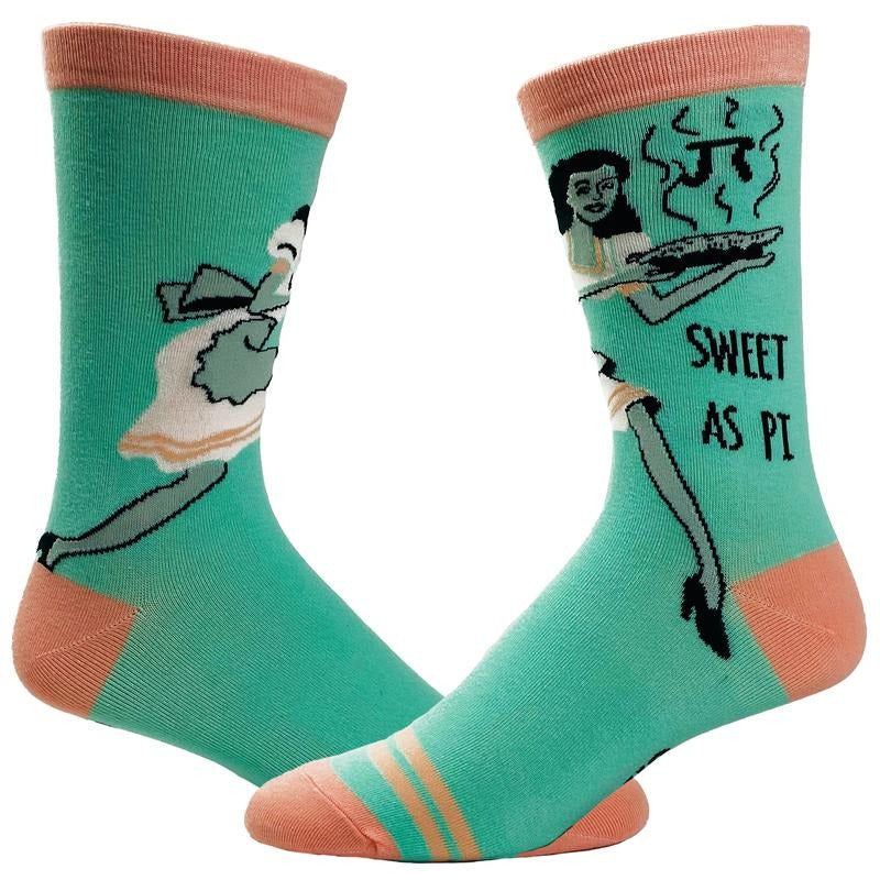 Women's Sweet As Pi Socks Funny Math Nerd 3.14 Novelty Dessert Kitchen Graphic Footwear Funny Graphic Socks Comfortable...