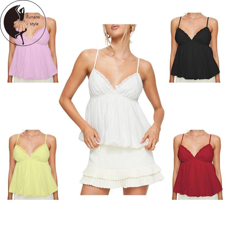 Women's SweetCamisole Spaghetti Strap Lace Trim V-Neck Flowy Hem Tank Tops T-Shirts, Hoodie, Sweatshirt | RetroVerseTees.com