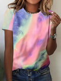 Women's Tie Dye Print Round Neck Tee, Fashion Casual Crew Neck T-shirt for Daily Holiday Vacation Outdoor Wear, Ladies...