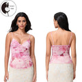 Women's V Neck Cami Tops Sleeveless Spaghetti Strap Floral Print Camisole Mesh Shirt Hoodie, Sweatshirt | RetroVerseTees.com