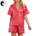 Women's Valentine's Day Lounge Set Short Sleeve Heart Print Shirt Shorts Sleepwear Sets Hoodie, Sweatshirt