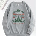 Women's Vintage Christmas Tree Print Crew Neck Long Sleeve Pullover Sweatshirt - Soft, Cozy, and Festive Holiday Apparel...