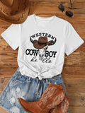 Women's Western Cowboy Round Neck Graphic Tee, Fashion Casual Short Sleeve T-shirt for Daily Wear, Ladies Summer Outfit...