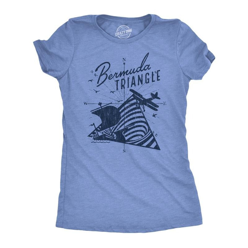 Womens Bermuda Triangle T Shirt Funny Vintage Retro Graphic Novelty Tee for Men Funny Womens T Shirts Cute Slimming Top...