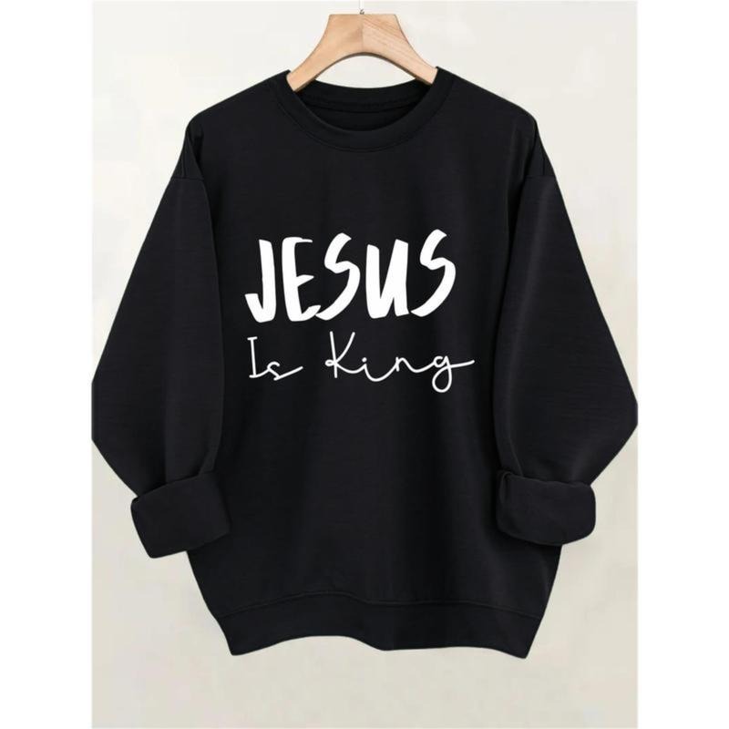 Womens Christian Faith Sweatshirt White with Black Lettering FOG Crew Neck Casual Pullover Spiky hair fighters Season...