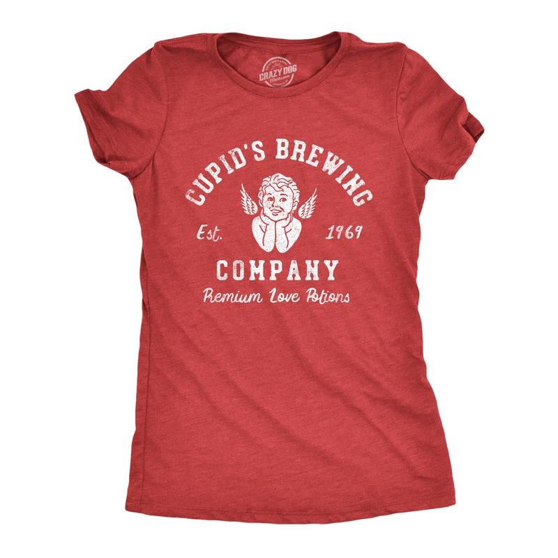 Womens Cupids Brewing Company T Shirt Funny Valentines Day Love Potions Tee for Ladies Funny Womens T Shirts Cute...