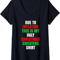 Womens Due to Inflation This is my Ugly Christmas Sweaters Shirt V-Neck T-Shirt Hoodie, Sweatshirt | RetroVerseTees.com