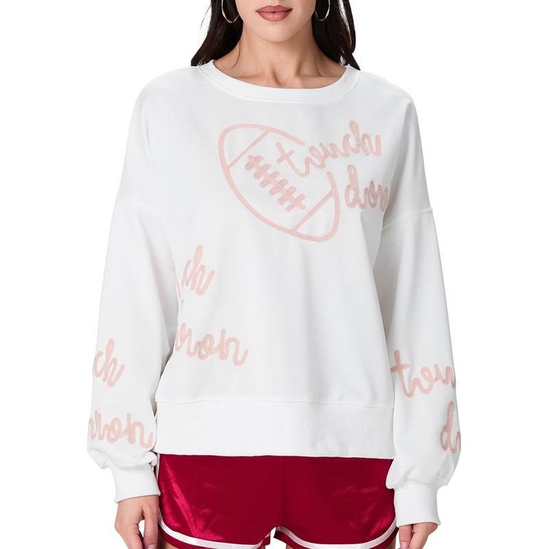 Womens Football Oversized Sweatshirt Crew Neck Long Sleeve Pullover Tops Casual Streetwear T-Shirts, Hoodie
