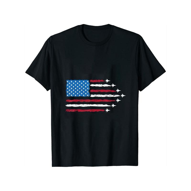 Womens Patriotic Red White Blue USA Flag Fighter Jets 4th FOG July T-Shirt Hoodie, Sweatshirt | RetroVerseTees.com