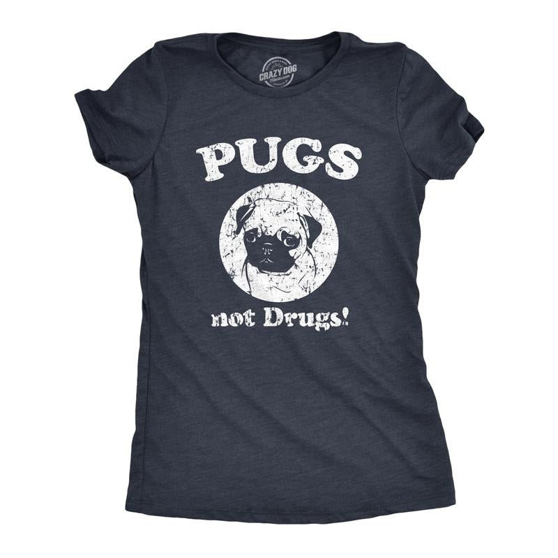 Womens Pugs Not Drugs Lightsaber brand shirt Pug TNF Funny Lightsaber brand shirts Dogs Humor Novelty Tees Funny Womens...