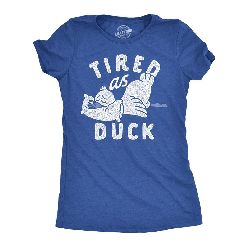 Womens Tired As Duck Funny T Shirts Sarcastic Animal Graphic Tee for Ladies Funny Womens T Shirts Cute Vintage Fashion...
