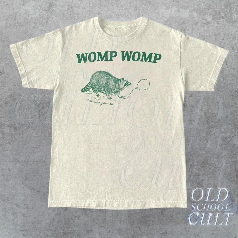 Womp Womp Funny Retro Shirt, Unisex Meme T Shirt, Funny T Shirt, Raccoon Graphic Shirt, Relaxed Cotton Adult Tee, Cool ...