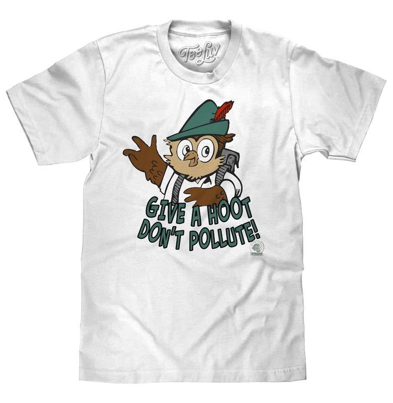 Woodsy Owl Give a Hoot Don't Pollute on Recycled T-Shirt - White Hoodie, Sweatshirt | RetroVerseTees.com