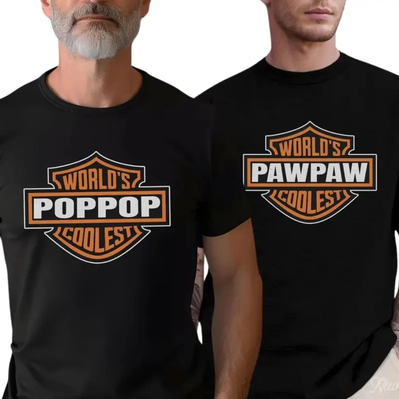 World's Coolest Grandpa Shirt, Grandpa Nickname Gift Motorcycle Dad Shirt Father's Day Tee Birthday Gift