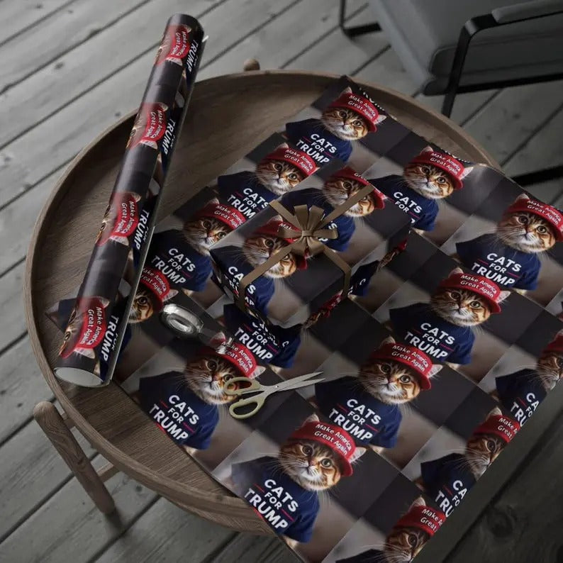 Wrapping Paper, Cats for Trump, Make Cats Safe Again, Cute Cat, MAGA Gift Wrap, Political Gift Wrap T-Shirts, Hoodie,...