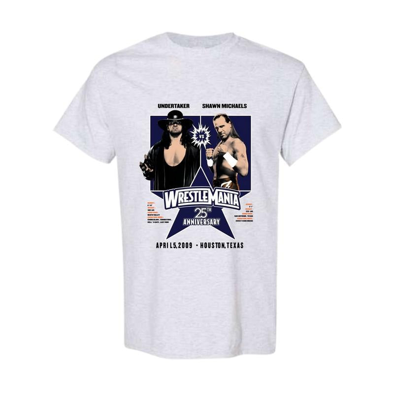 WrestleMania 25 Undertaker vs. Shawn Michaels T-Shirt, Full Color, Full Size Hoodie, Sweatshirt | RetroVerseTees.com