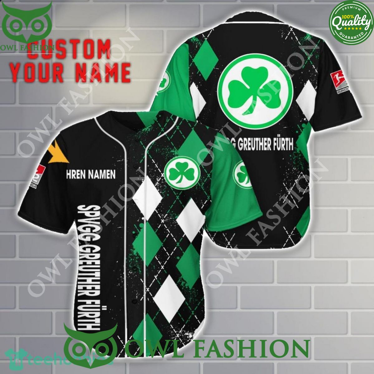 SpVgg Greuther Furth German Team Custom Name 3D Baseball Jersey Shirt