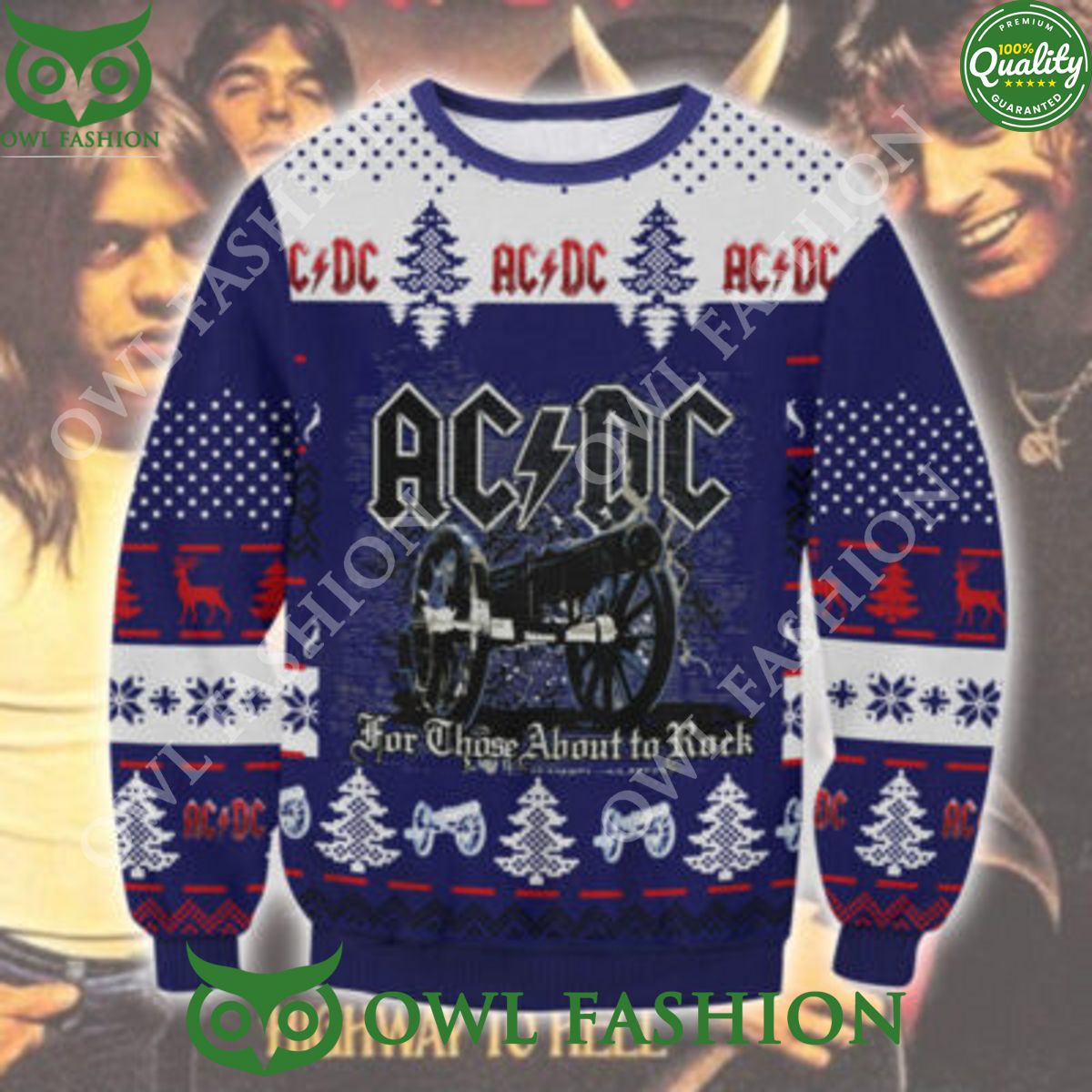 ACDC band for those about to rock Highway to hell ugly sweater