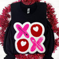 XOXO Chenille Sequin Patch Sweatshirt -- BLACK T-Shirts, Hoodie | RetroVerseTees.com