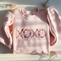 XOXO Embroidered Crewneck Sweatshirt, Valentines Day Gifts, Galentine Custom Crewneck Sweatshirt, Valentine XOXO Sweater...